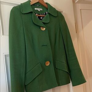 LK Bennett Green Pea Coat with Button Detail